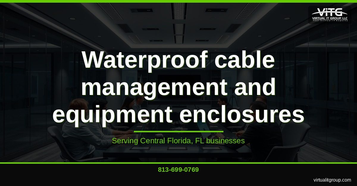 Hurricane-damaged office building with flooded server room in Central Florida